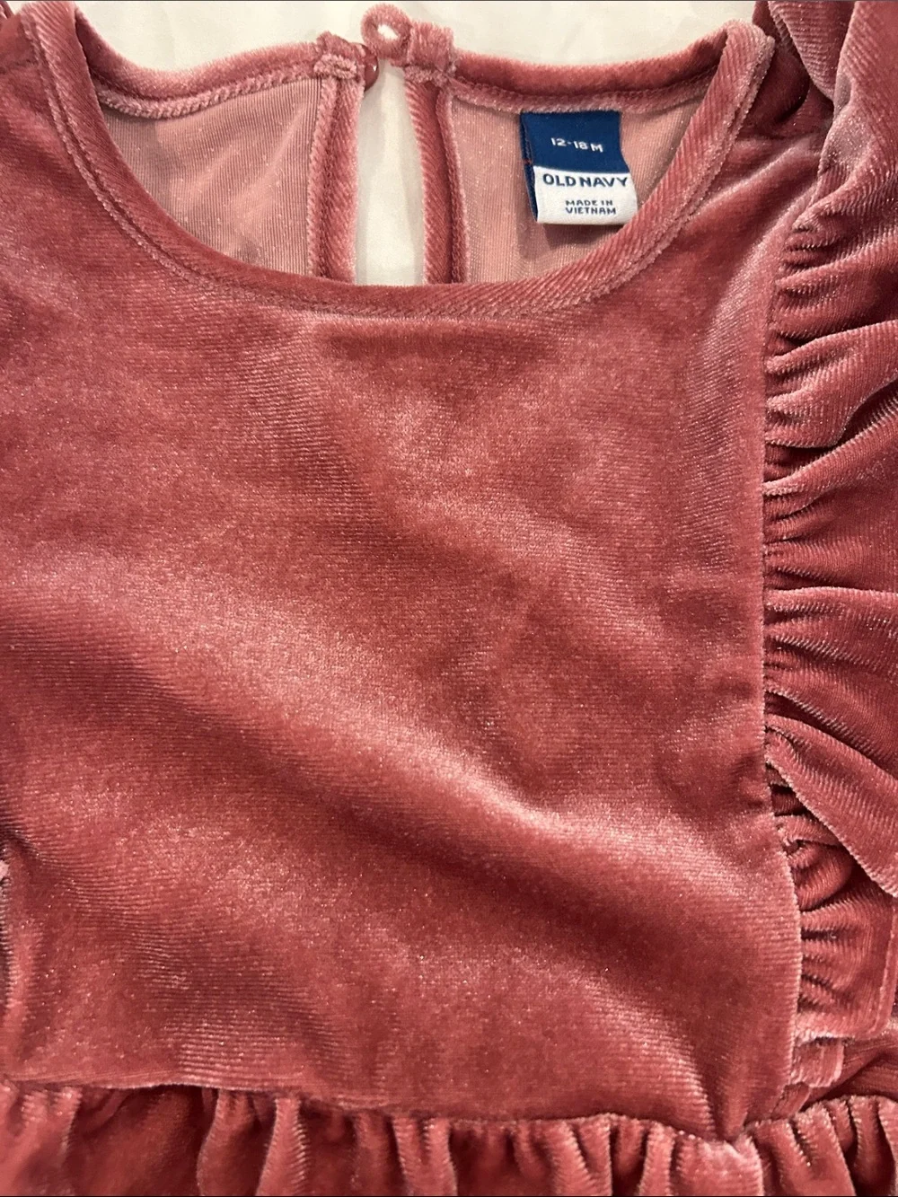 Old Navy Rose Velvet Ruffle One-Piece Footie